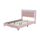Full Size Upholstered Bed Frame with LED Lights