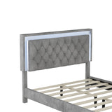 Full Size Upholstered Bed Frame with LED Lights