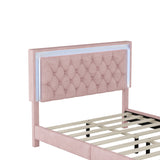 Full Size Upholstered Bed Frame with LED Lights