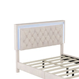 Full Size Upholstered Bed Frame with LED Lights