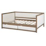Full Size Upholstered Daybed with 2 Drawers and Nailhead Decoration