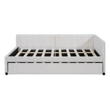 Full Size Upholstered Daybed with Trundle Sofa Bed Frame No Box Spring Needed, Linen Fabric(Gray)