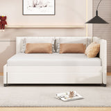 Full Size Upholstered Daybed with Trundle Sofa Bed Frame No Box Spring Needed, Linen Fabric(Gray)