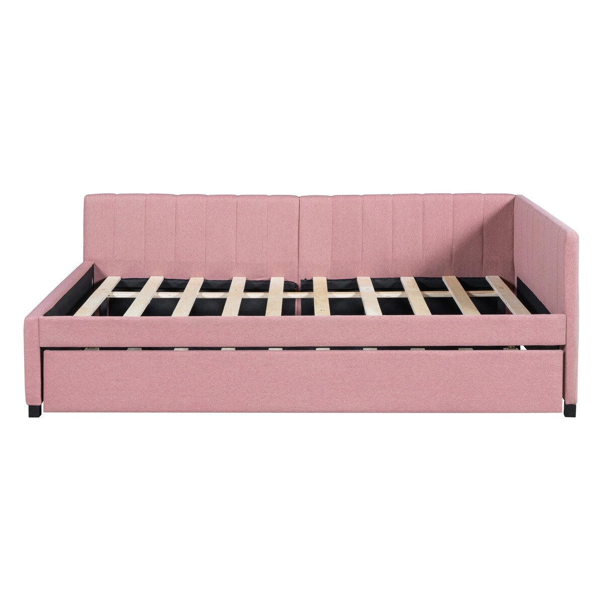 Full Size Upholstered Daybed with Trundle Sofa Bed Frame No Box Spring Needed