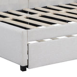 Full Size Upholstered Daybed with Trundle Sofa Bed Frame No Box Spring Needed
