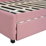 Full Size Upholstered Daybed with Trundle Sofa Bed Frame No Box Spring Needed