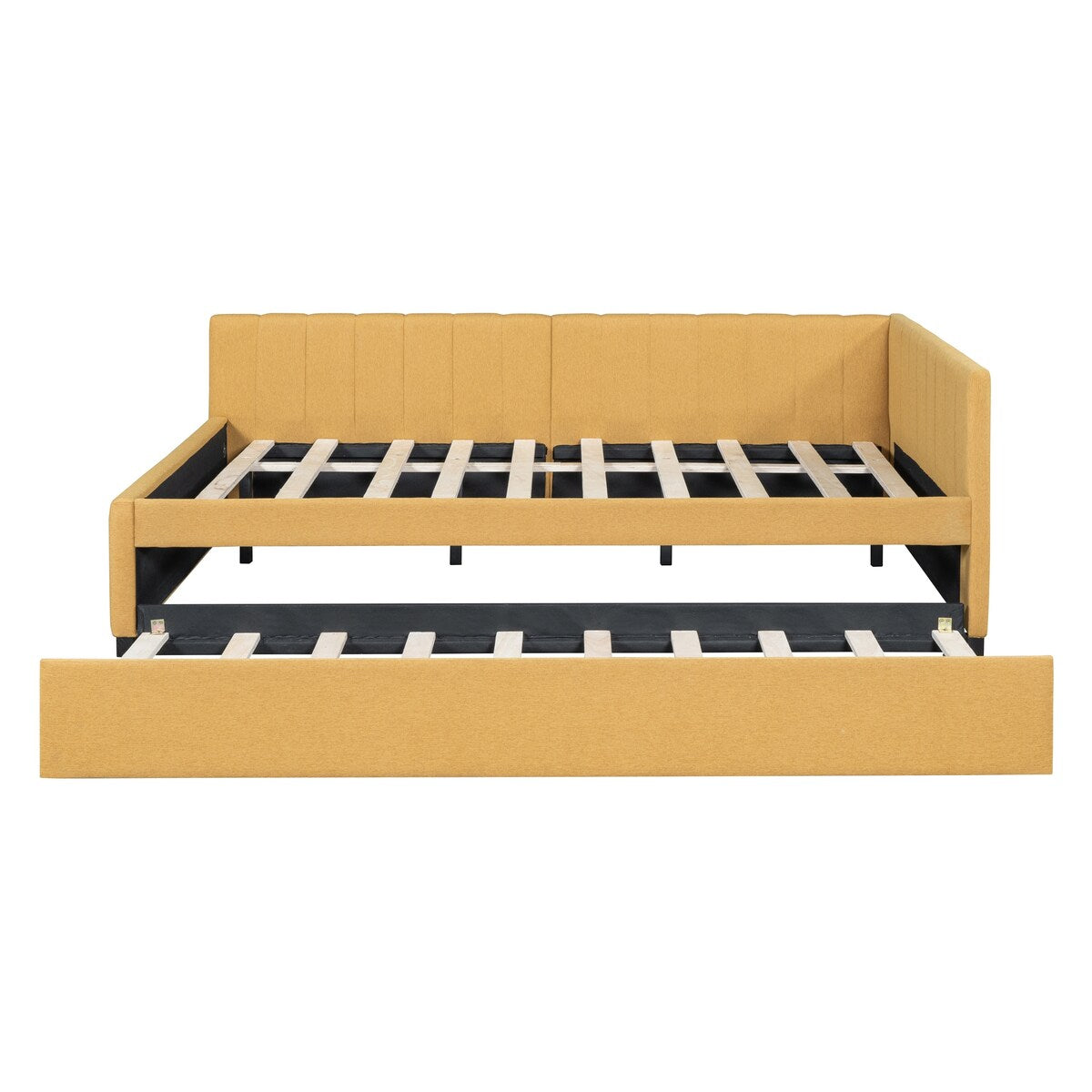 Full Size Upholstered Daybed with Trundle Sofa Bed Frame No Box Spring Needed