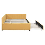 Full Size Upholstered Daybed with Trundle Sofa Bed Frame No Box Spring Needed