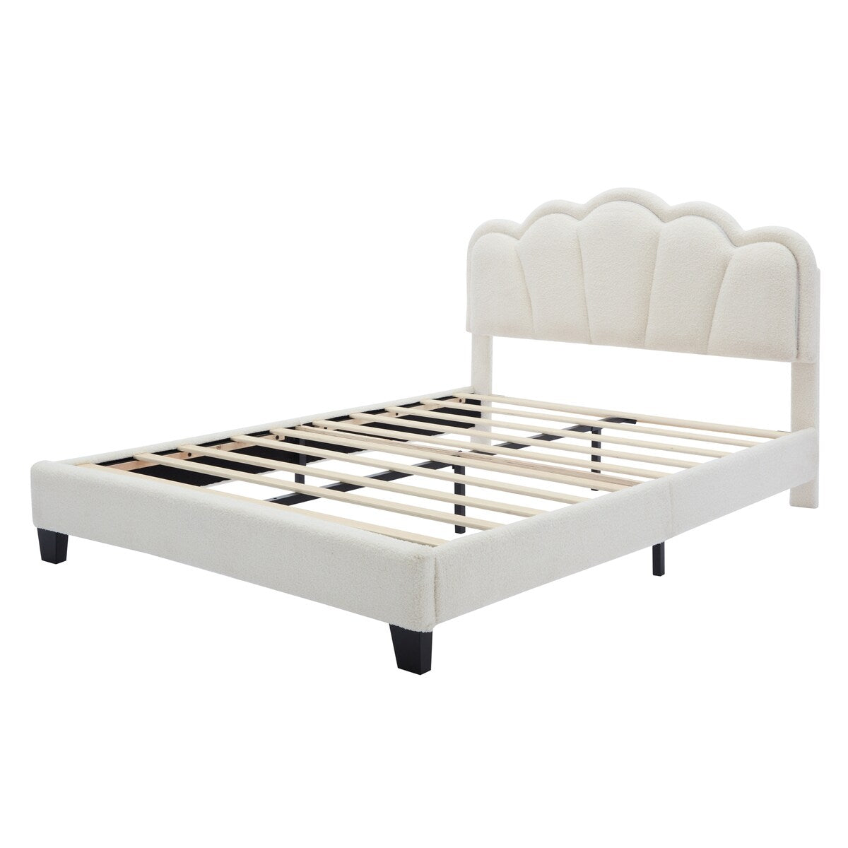Full Size Upholstered Flower-Shape Platform Bed with LED Light Strip