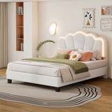 Full Size Upholstered Flower-Shape Platform Bed with LED Light Strip