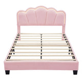Full Size Upholstered Flower-Shape Platform Bed with LED Light Strip