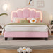 Full Size Upholstered Flower-Shape Platform Bed with LED Light Strip
