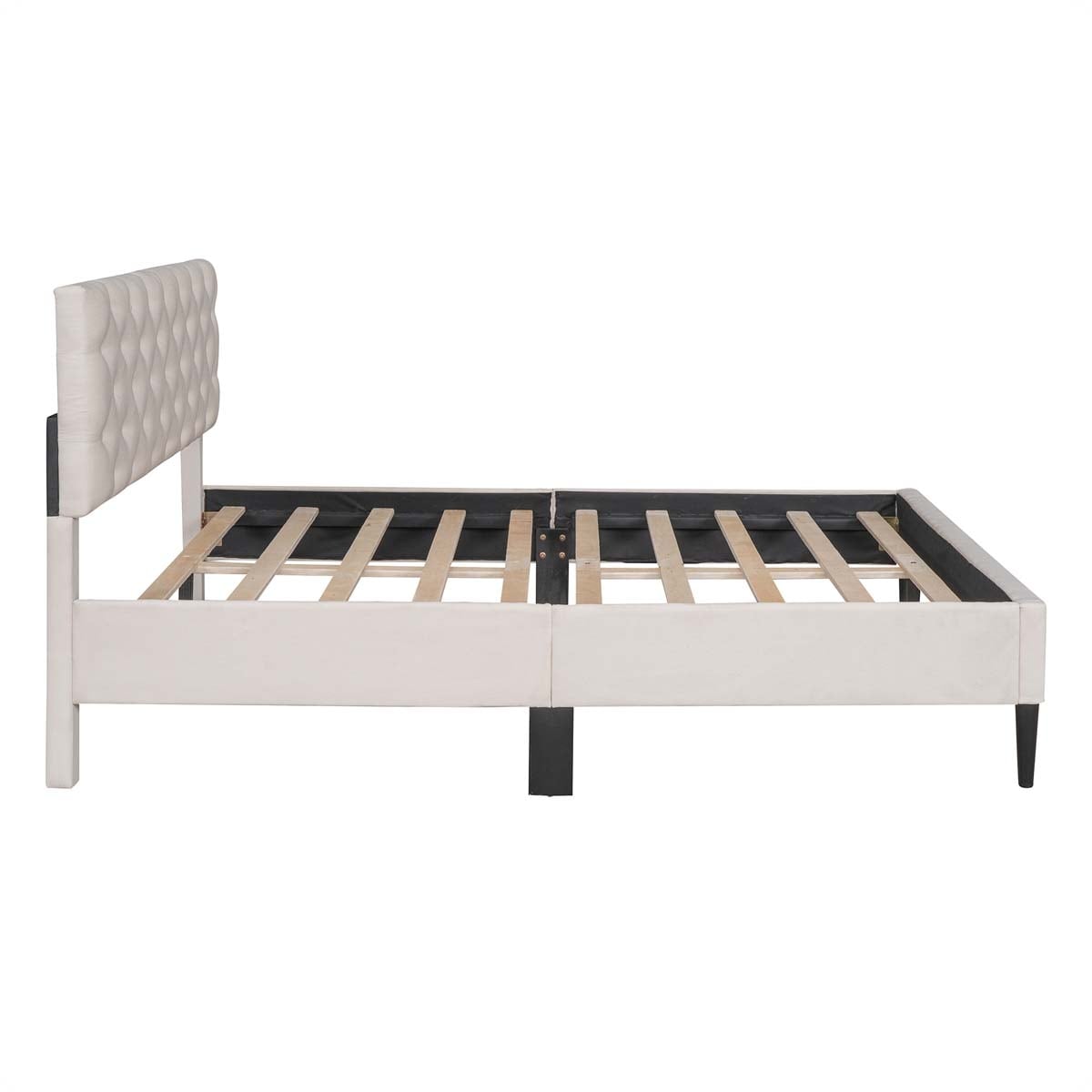 Full Size Upholstered Linen Platform Bed