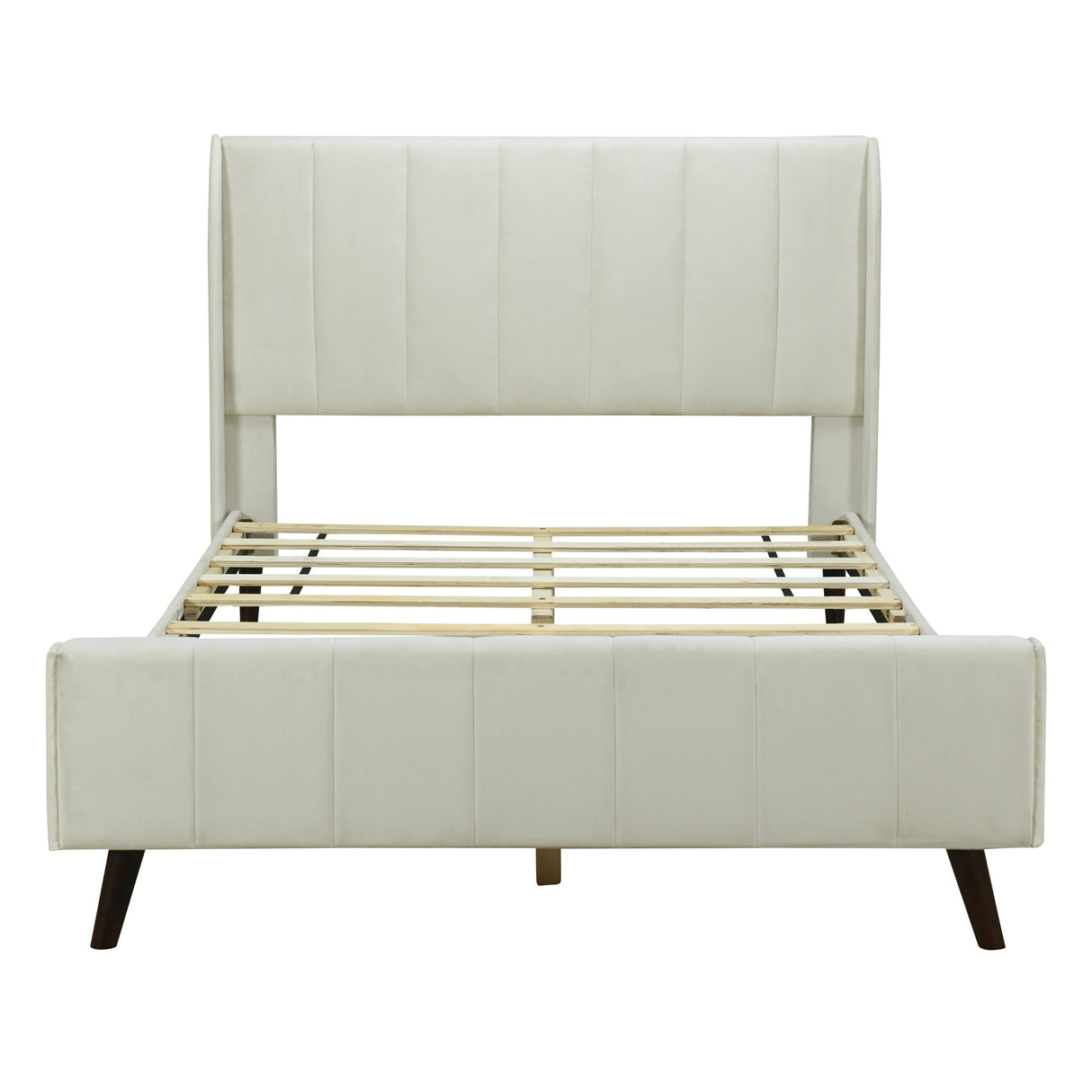 Full Size Velvet Upholstered Wingback Platform Bed