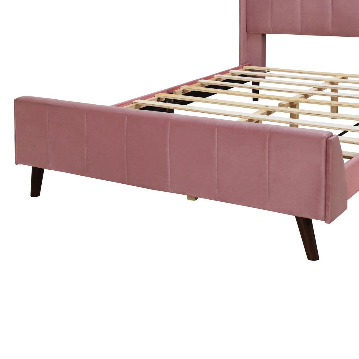 Full Size Pink Velvet Upholstered Wingback Bed