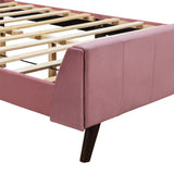 Full Size Pink Velvet Upholstered Wingback Bed