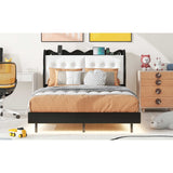Full Size Upholstery Platform Bed Frame With Led Light Strips And Built-In Storage Space
