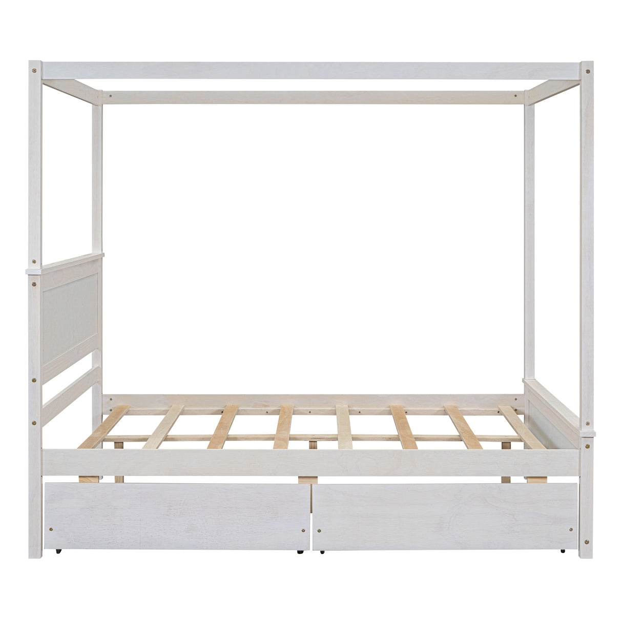 Full Size Wood Canopy Bed with two Drawers
