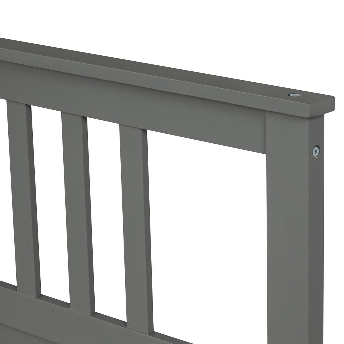Full Size Wood Platform Bed w/ Paneled Headboard & Footboard, Grey