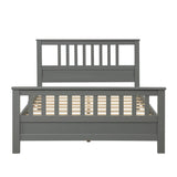 Full Size Wood Platform Bed w/ Paneled Headboard & Footboard, Grey