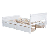 Full Size Wood Platform Bed with 4 Drawers and Streamlined Headboard & Footboard
