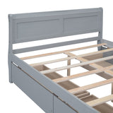 Full Size Wood Platform Bed with 4 Drawers and Streamlined Headboard & Footboard