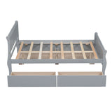 Full Size Wood Platform Bed with 4 Drawers and Streamlined Headboard & Footboard
