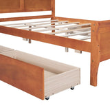 Full Size Wood Platform Bed with 4 Drawers and Streamlined Headboard & Footboard