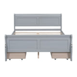 Full Size Wood Platform Bed with 4 Drawers and Streamlined Headboard & Footboard