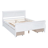 Full Size Wood Platform Bed with 4 Drawers and Streamlined Headboard & Footboard