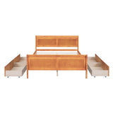 Full Size Wood Platform Bed with 4 Drawers and Streamlined Headboard & Footboard