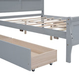Full Size Wood Platform Bed with 4 Drawers and Streamlined Headboard & Footboard