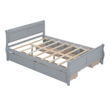 Full Size Wood Platform Bed with 4 Drawers and Streamlined Headboard & Footboard
