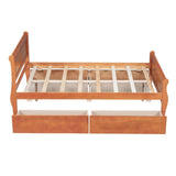 Full Size Wood Platform Bed with 4 Drawers and Streamlined Headboard & Footboard