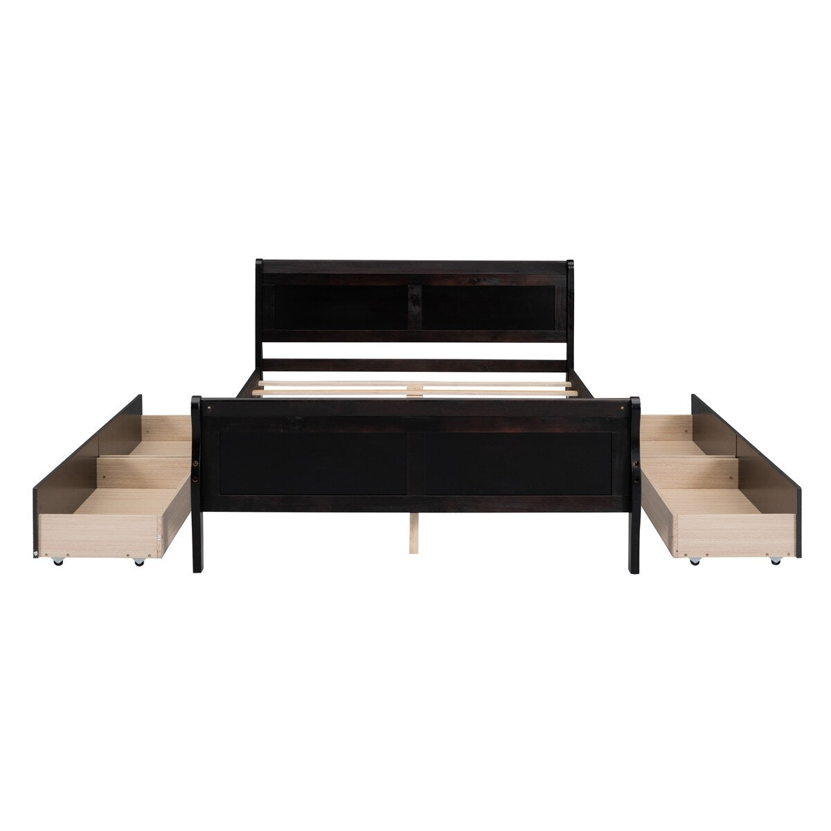 Full Size Wood Platform Bed with 4 Drawers, Elegant Design