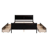 Full Size Wood Platform Bed with 4 Drawers, Elegant Design