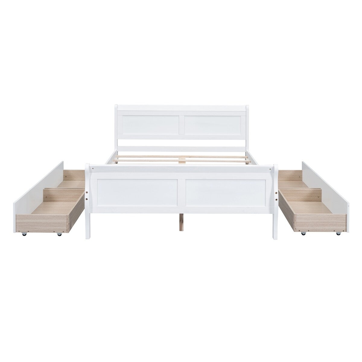 Full Size Wood Platform Bed with 4 Drawers, Elegant Design