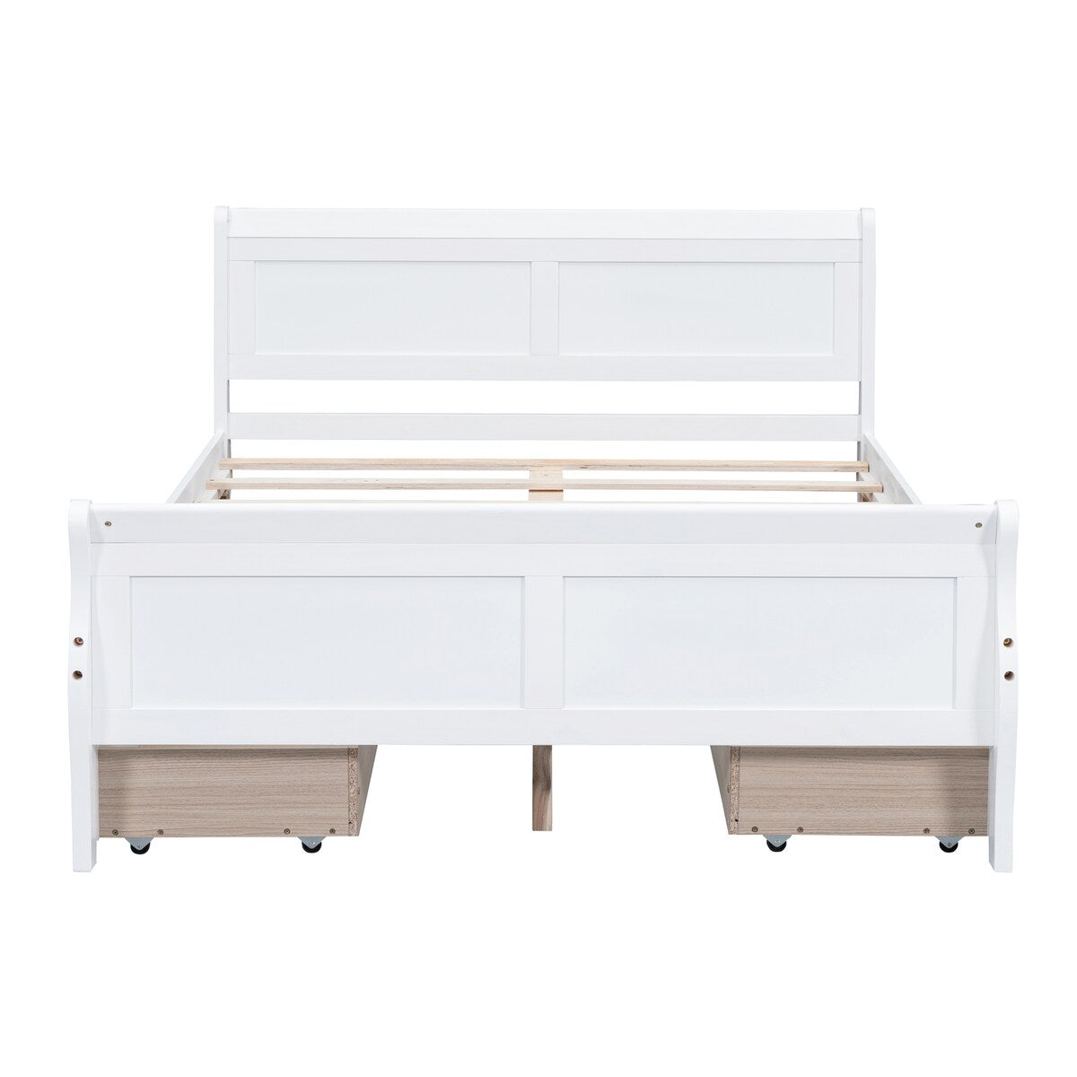 Full Size Wood Platform Bed with 4 Drawers, Elegant Design