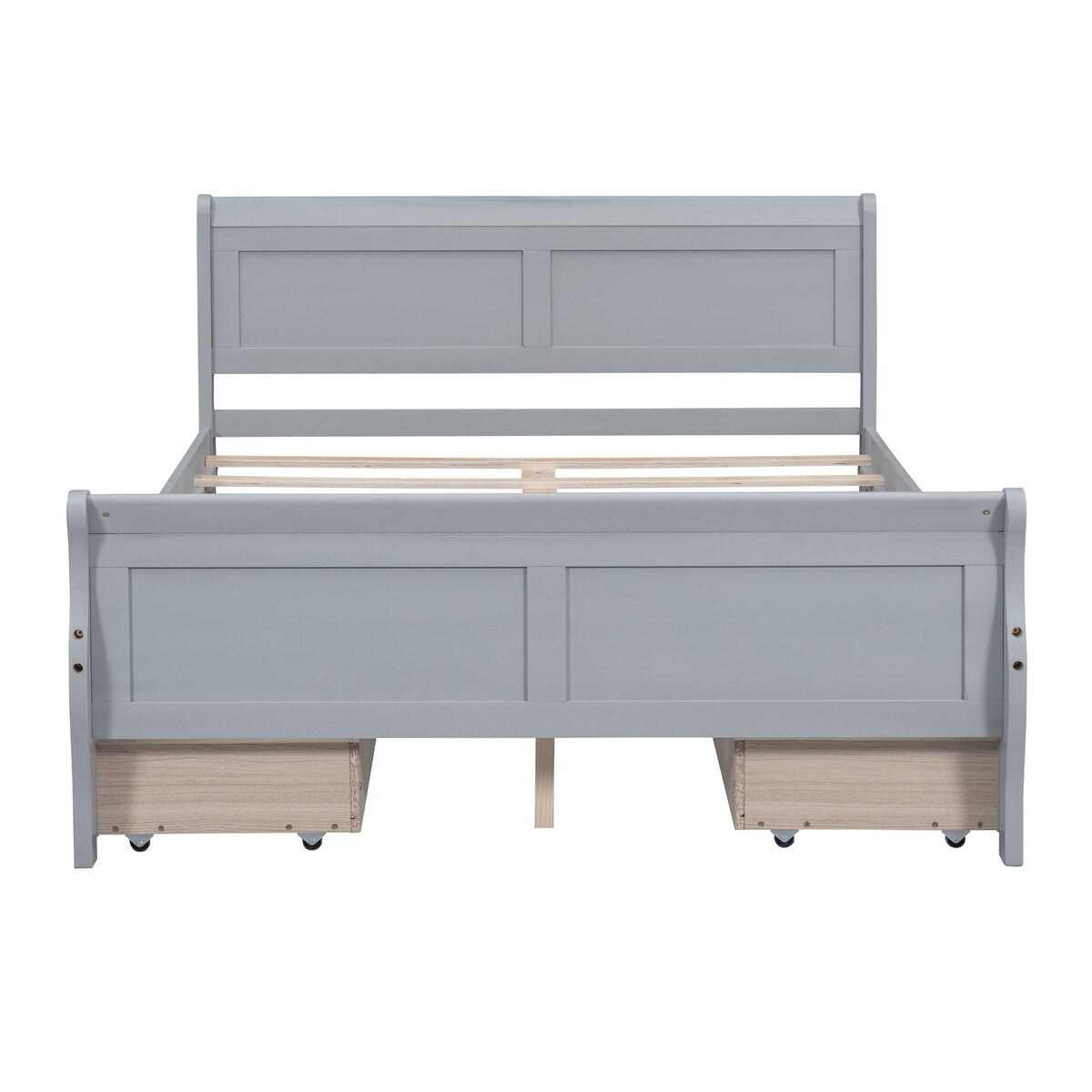 Full Size Wood Platform Bed with 4 Drawers, Elegant Design