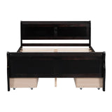 Full Size Wood Platform Bed with 4 Drawers, Elegant Design