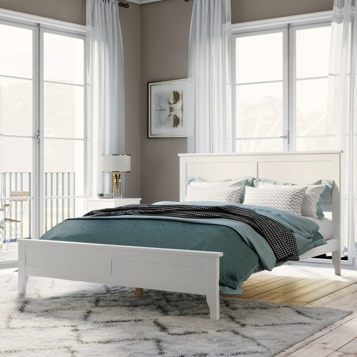 Full Size Wood Platform Bed with Headboard & Wood Slat Support