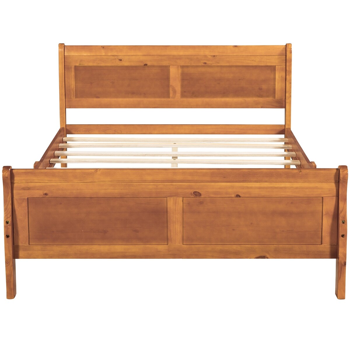 Full Size Wood Platform Bed with Headboard and Wooden Slat Support