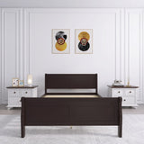 Full Size Wood Platform Bed with Headboard and Wooden Slat Support