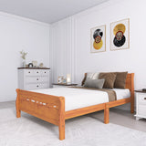Full Size Wood Platform Bed with Headboard and Wooden Slat Support