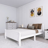 Full Size Wood Platform Bed with Headboard and Wooden Slat Support