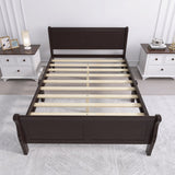 Full Size Wood Platform Bed with Headboard and Wooden Slat Support