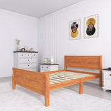 Full Size Wood Platform Bed with Headboard and Wooden Slat Support
