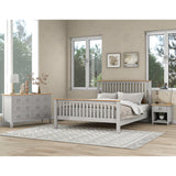 Full Size Wood Platform Bed with Nightstand and Storage Dresser