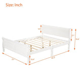 Full Size Wooden Classic Platform Bed with Headboard and Wooden Slat Support