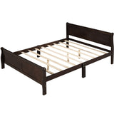 Full Size Wooden Classic Platform Bed with Headboard and Wooden Slat Support